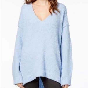 Free People Boucle Oversized Alpaca Blend Sweater Light Blue Boho Medium
